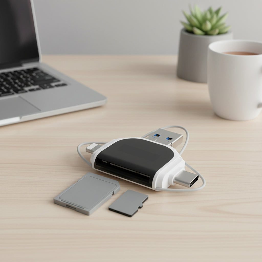 Kortlæser 4-i-1 USB-C SD-/microSD-dataoverførselsadapter | Meowbutter