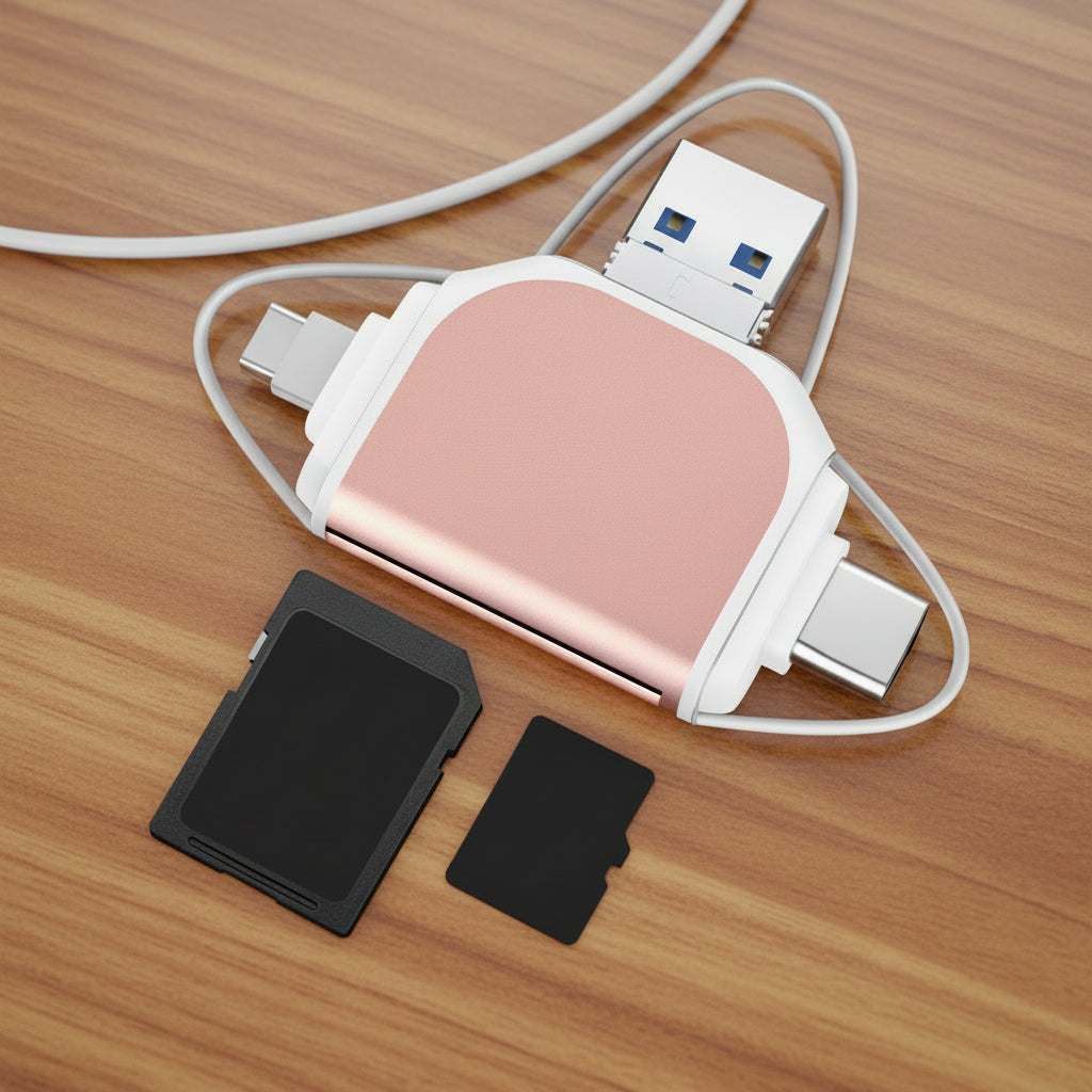 Kortlæser 4-i-1 USB-C SD-/microSD-dataoverførselsadapter | Meowbutter