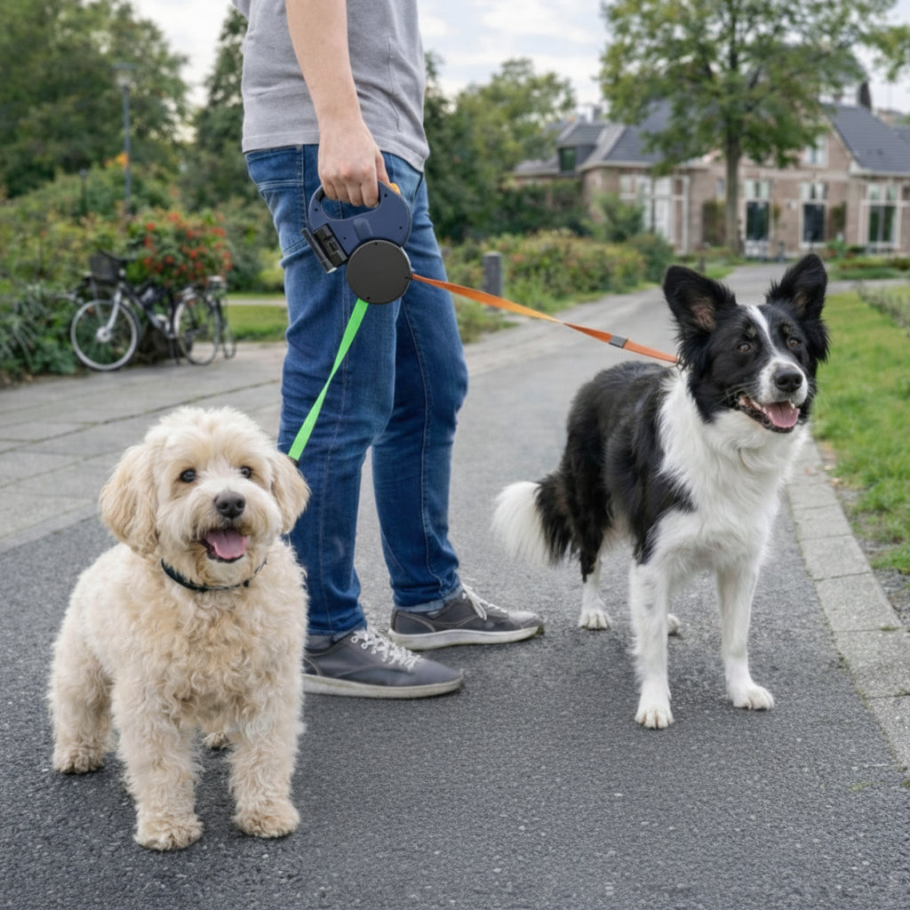 Dog Leash Dual Retractable Tangle Free Walking Lead Two Dogs | Meowbutter