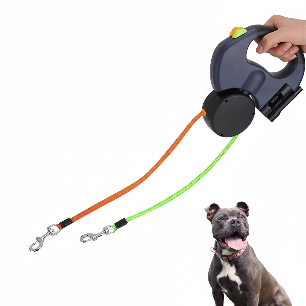 Dog Leash Dual Retractable Tangle Free Walking Lead Two Dogs | Meowbutter
