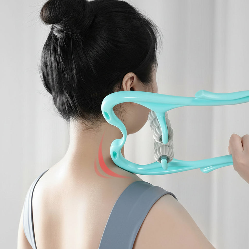 Manuell massagevält för nacke och axlar — Formad ram i svanliknande stil