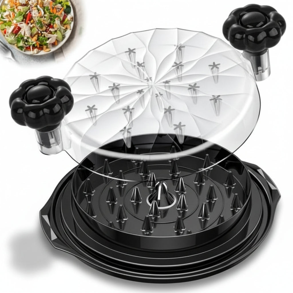 Handheld Meat Shredder — Sturdy Glass Bowl, Non-Slip Base