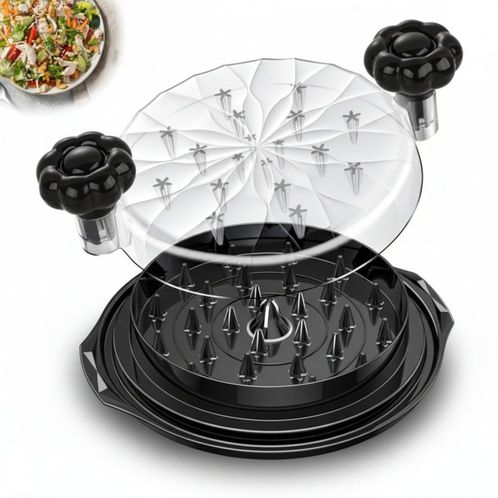 Handheld Meat Shredder — Sturdy Glass Bowl, Non-Slip Base