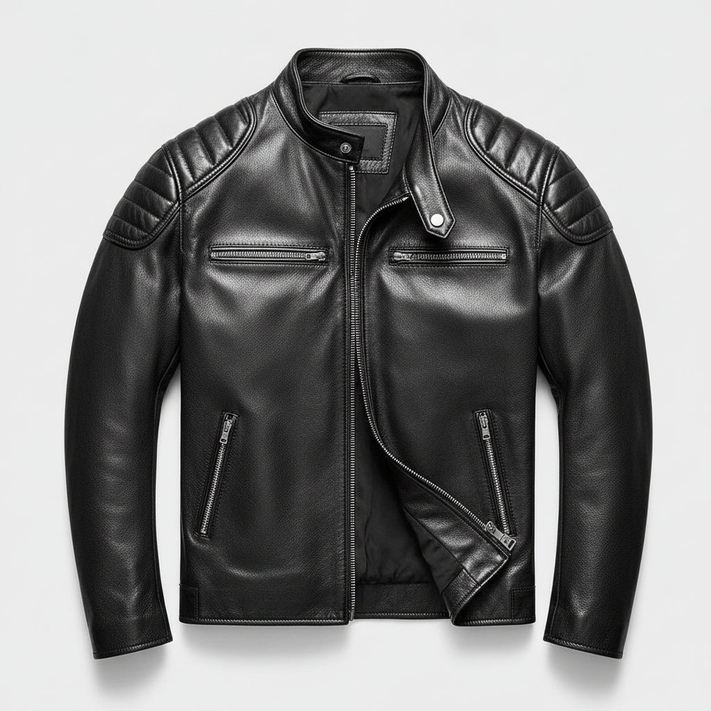 מעיל אופנוענים וינטג' לגברים — מעטפת סינתטית קלת משקל, גזרה קלאסית