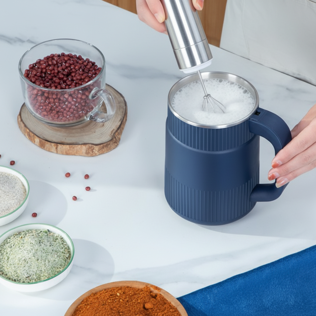 Mulino elettrico portatile per cereali — attivazione del motore con una sola pressione