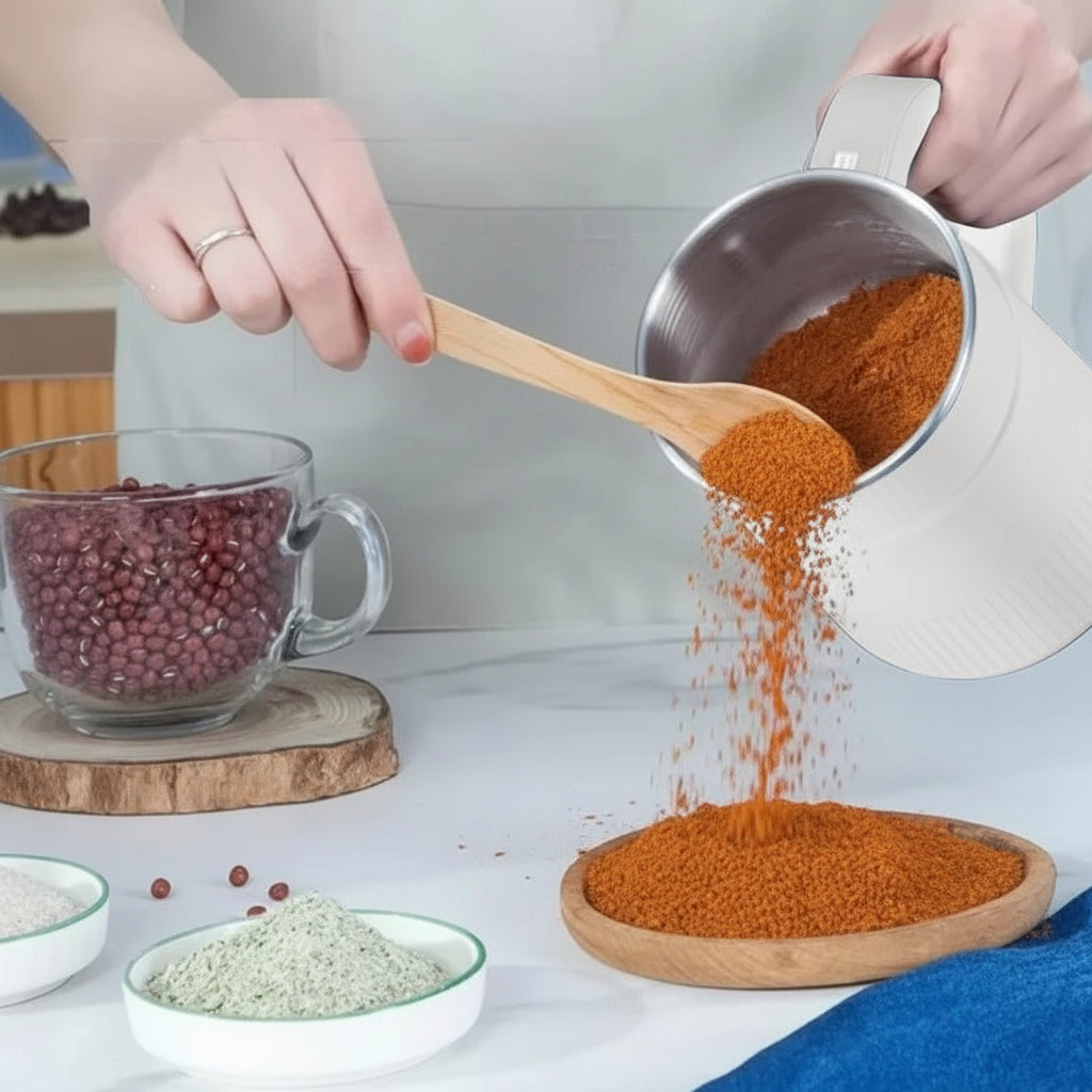 Mulino elettrico portatile per cereali — attivazione del motore con una sola pressione