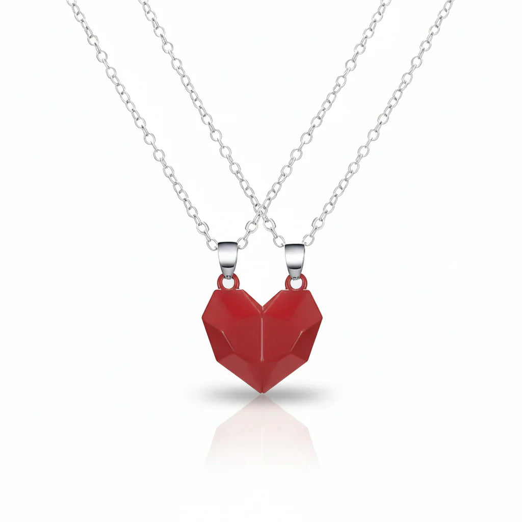 Necklace Couple Magnetic Heart Electrocardiogram Pendant Set | Meowbutter