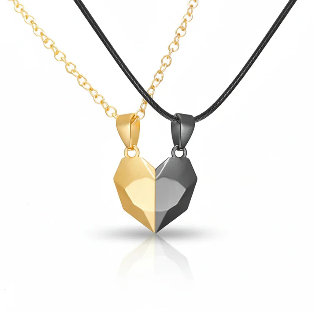 Necklace Couple Magnetic Heart Electrocardiogram Pendant Set | Meowbutter