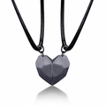 Magnetic Heart Pendant Necklace Set — Two Piece Metal Alloy Pair