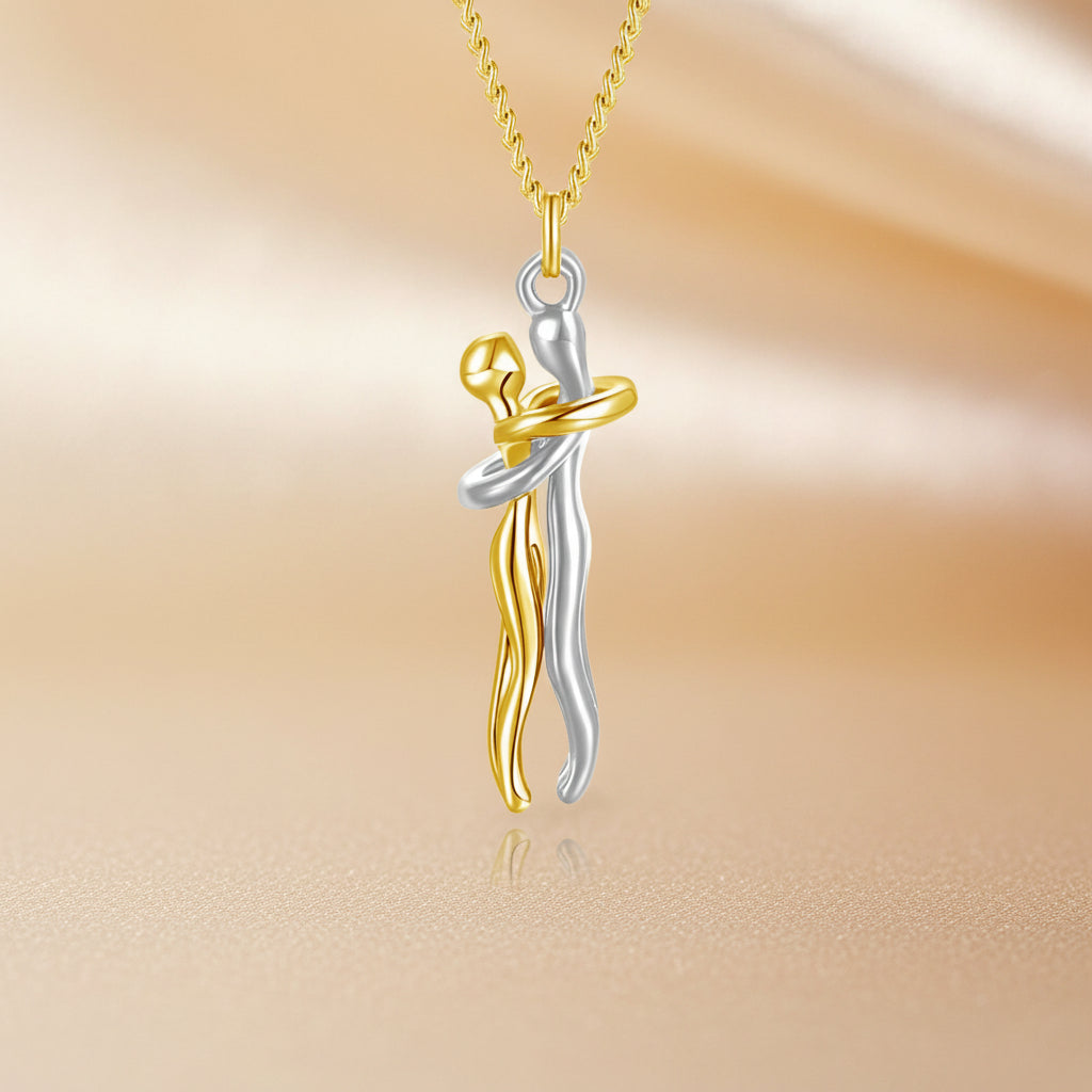Stainless Steel Couple Necklace Set — Two-Tone Gold and Silver Pendants