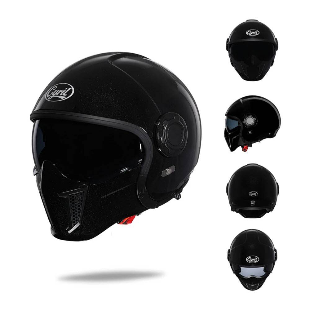 'Air Force' Open-Face Motorcycle Helmet — Retractable Visor