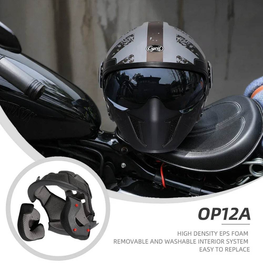 'Air Force' Open-Face Motorcycle Helmet — Retractable Visor
