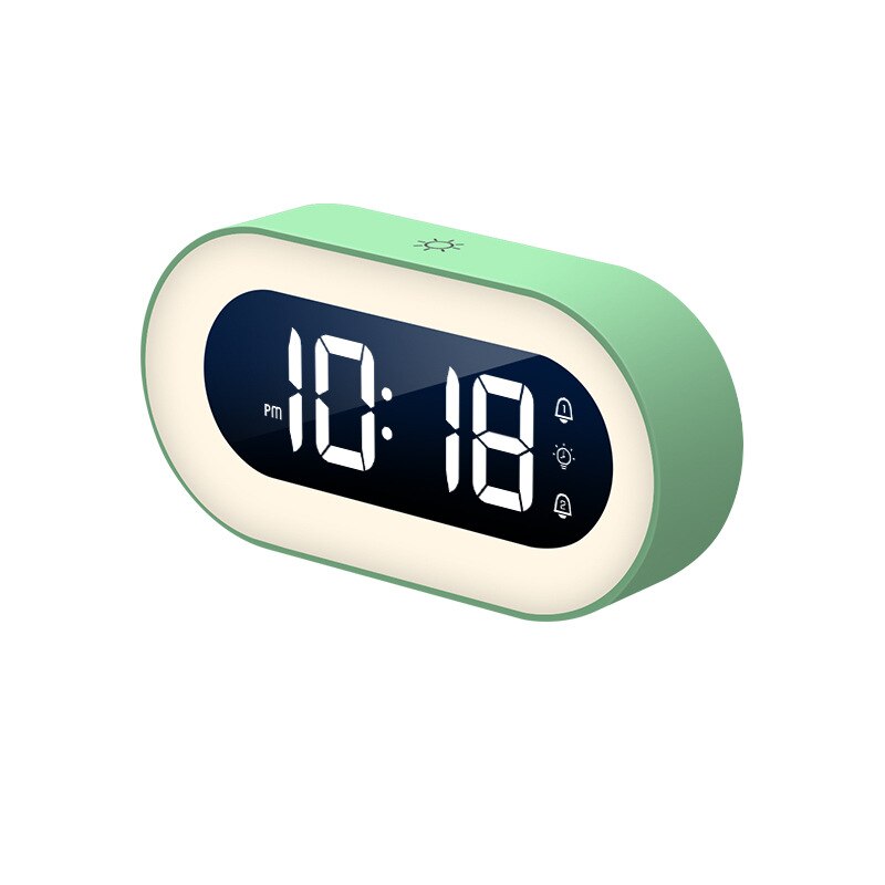 CalmGlow Compact Alarm Clock — Adjustable Night Light and Soothing Sounds
