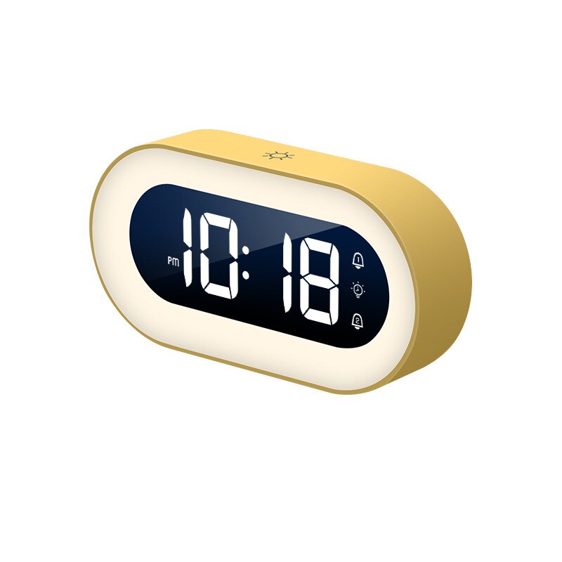 CalmGlow Compact Alarm Clock — Adjustable Night Light and Soothing Sounds