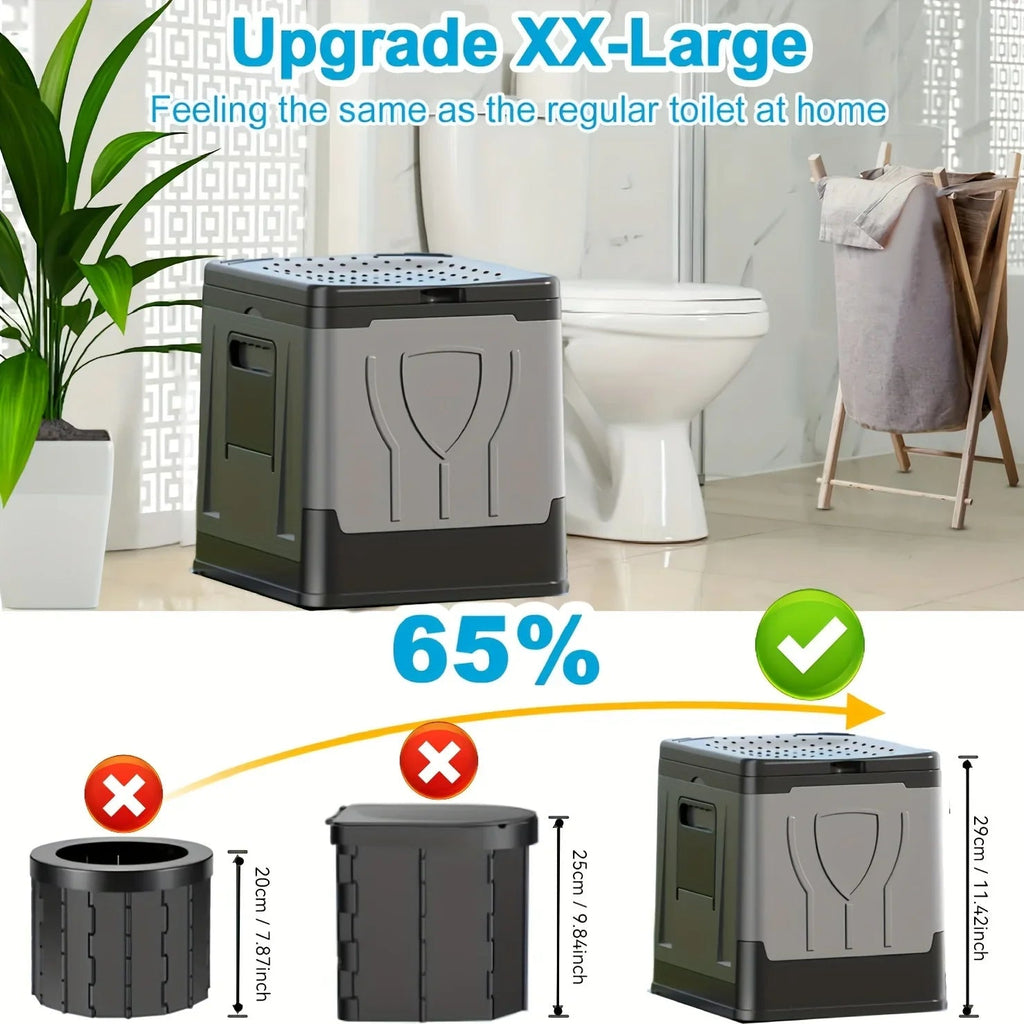 Camploo XL Portable Camping Toilet — Foldable Design, Secure Lid