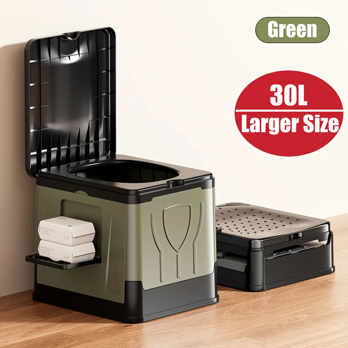 Camploo XL Portable Camping Toilet — Foldable Design, Secure Lid