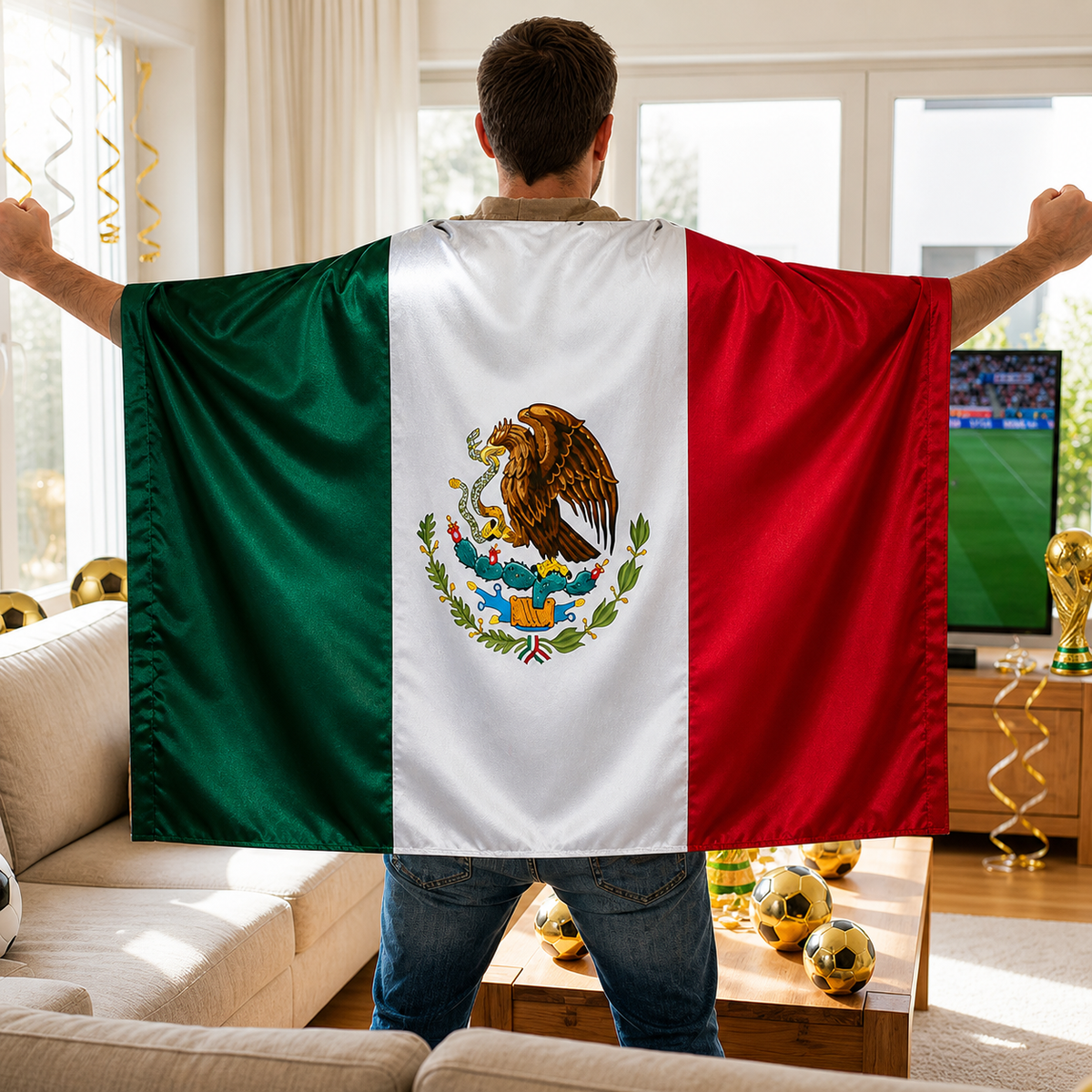 Mexico Soccer Flag Cape — Draped Fan Cloak