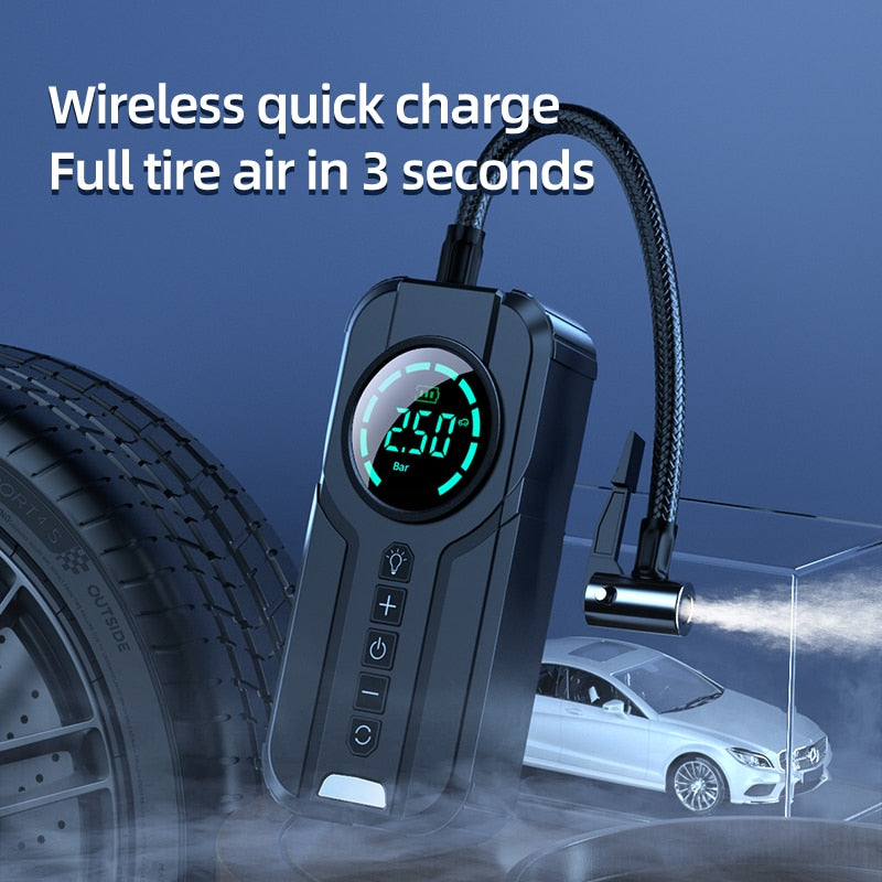 CarBoost Digital Tire Inflator — Integrated LED Light, Direct Pressure Gauge