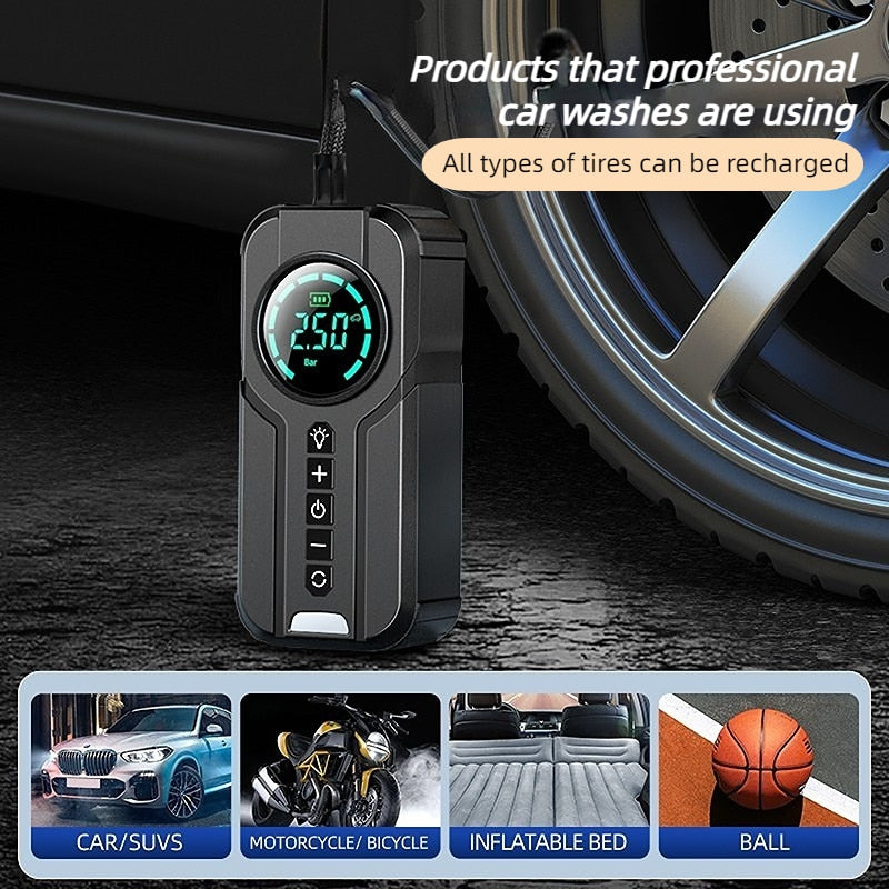 CarBoost Digital Tire Inflator — Integrated LED Light, Direct Pressure Gauge