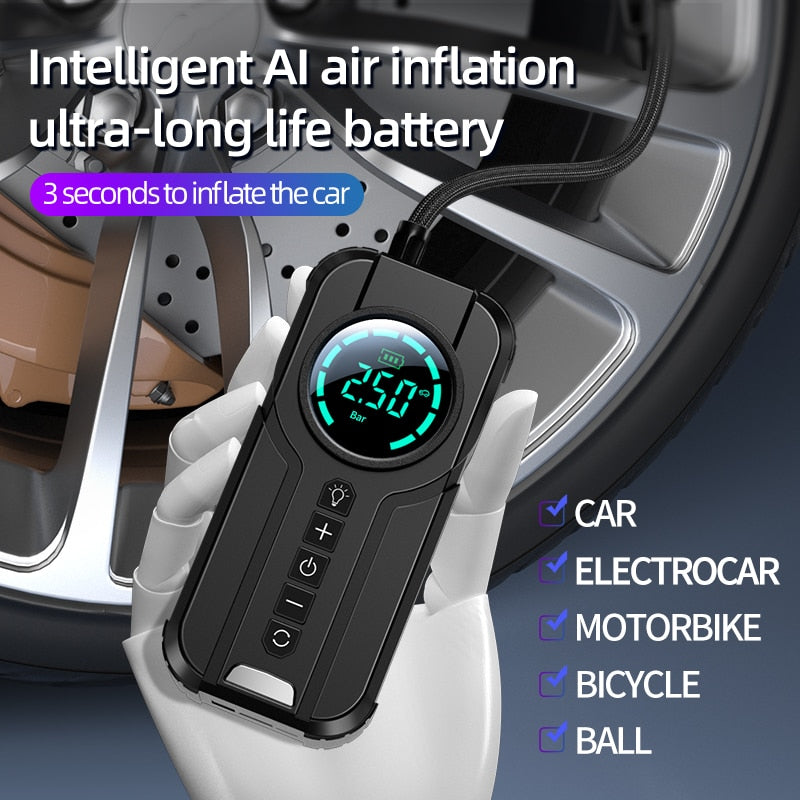 CarBoost Digital Tire Inflator — Integrated LED Light, Direct Pressure Gauge