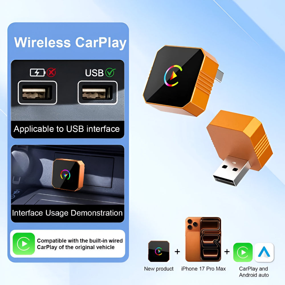 Adaptateur CarPlay sans fil Mini USB, dispositif de connectivité automobile | Meowbutter