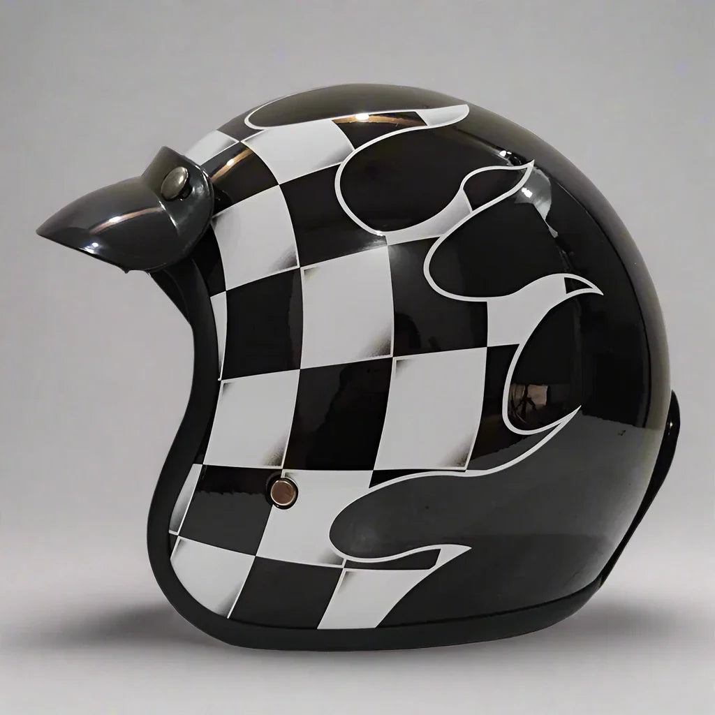 The Flame King - Vintage Open Face Helmet - DOT & ECE Approved - Meowbutter