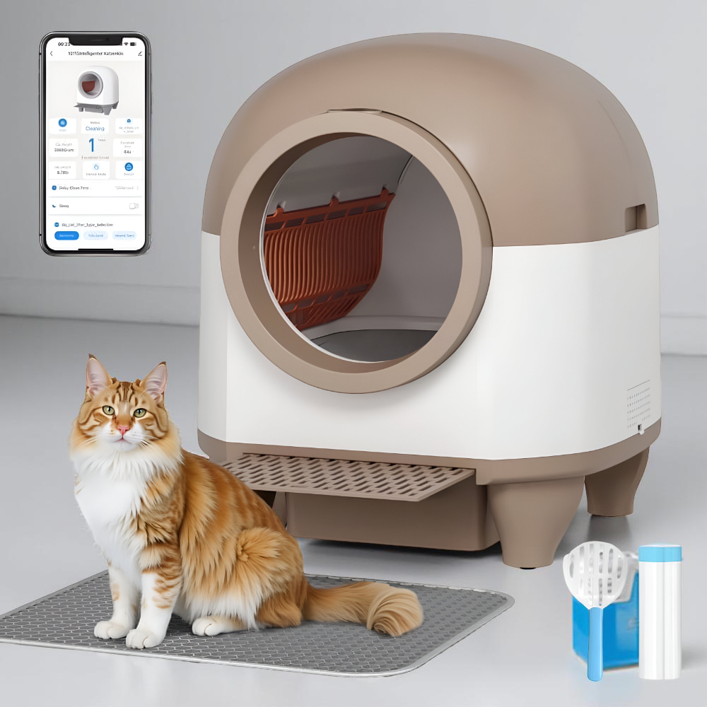 App-Controlled Smart Cat Litter Box — Fully Enclosed, Automatic Cleaning, Wi-Fi Enabled