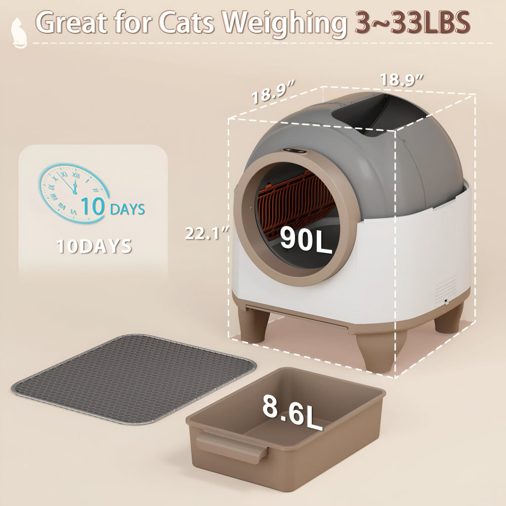 App-Controlled Smart Cat Litter Box — Fully Enclosed, Automatic Cleaning, Wi-Fi Enabled