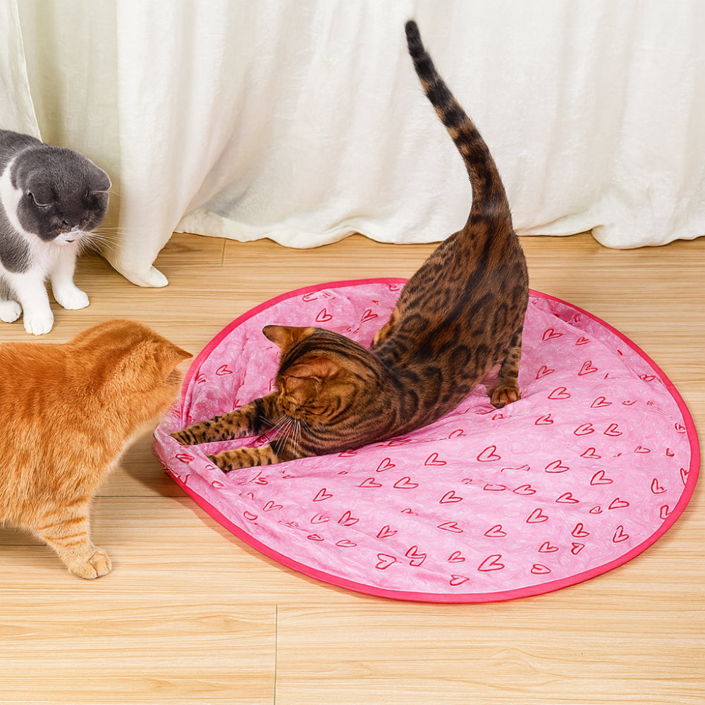 Conjunto de brinquedos interativos para gatos — tapete macio e bola rolante contínua