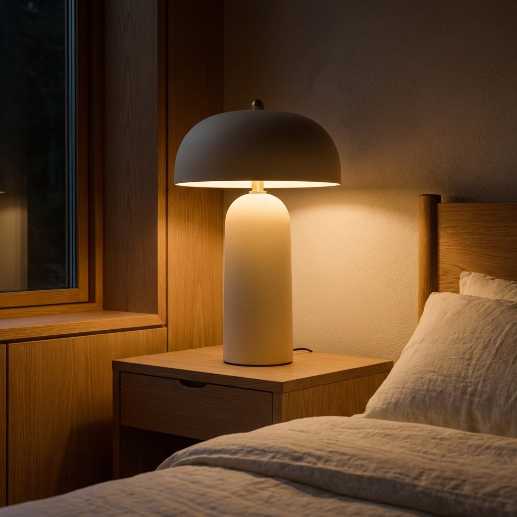 Mushroom-Shaped Matte Ceramic Table Lamp, 33–45 cm
