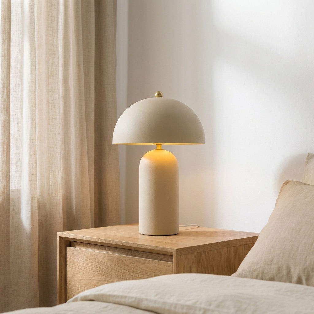 Mushroom-Shaped Matte Ceramic Table Lamp, 33–45 cm