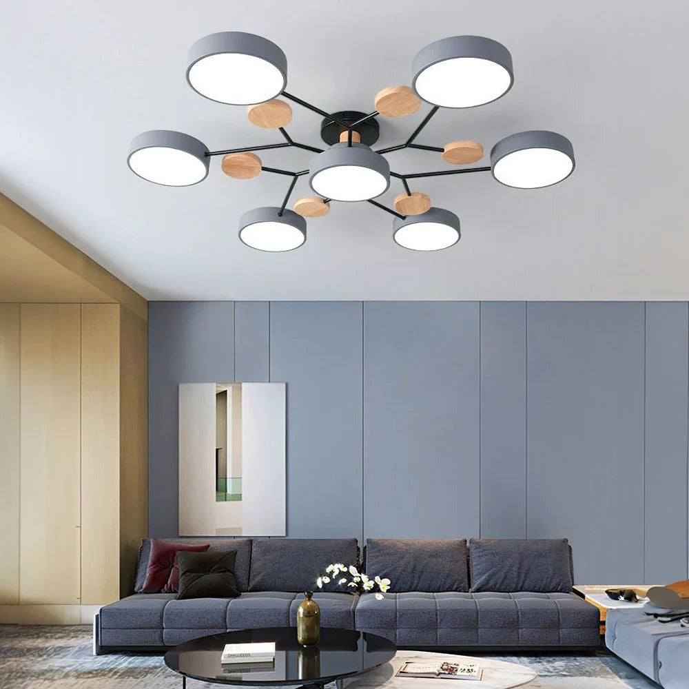 Moderne LED-loftslampe - cirkulært halvrundt design