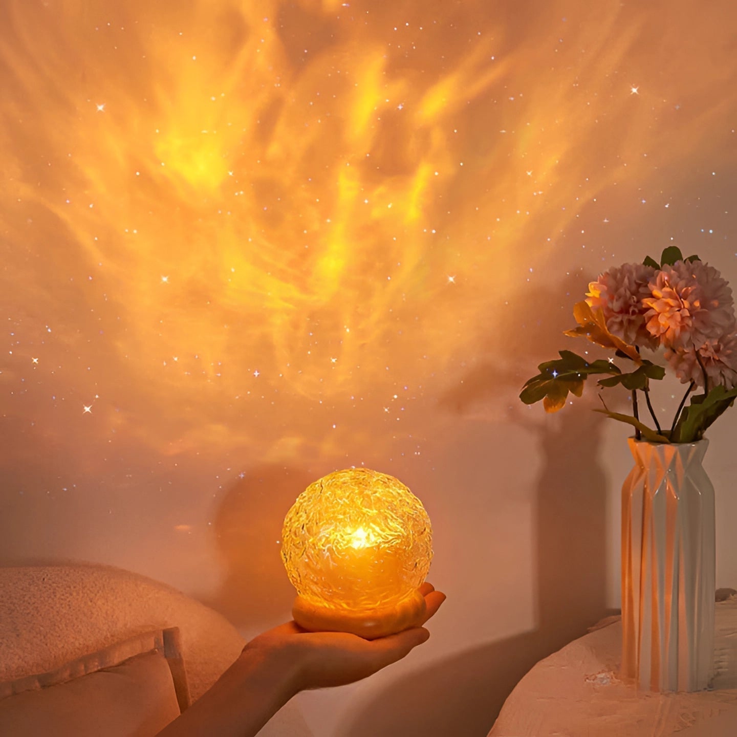 Celestial Mood Projector — Star Pattern and Flowing Wave Ambient Lighting