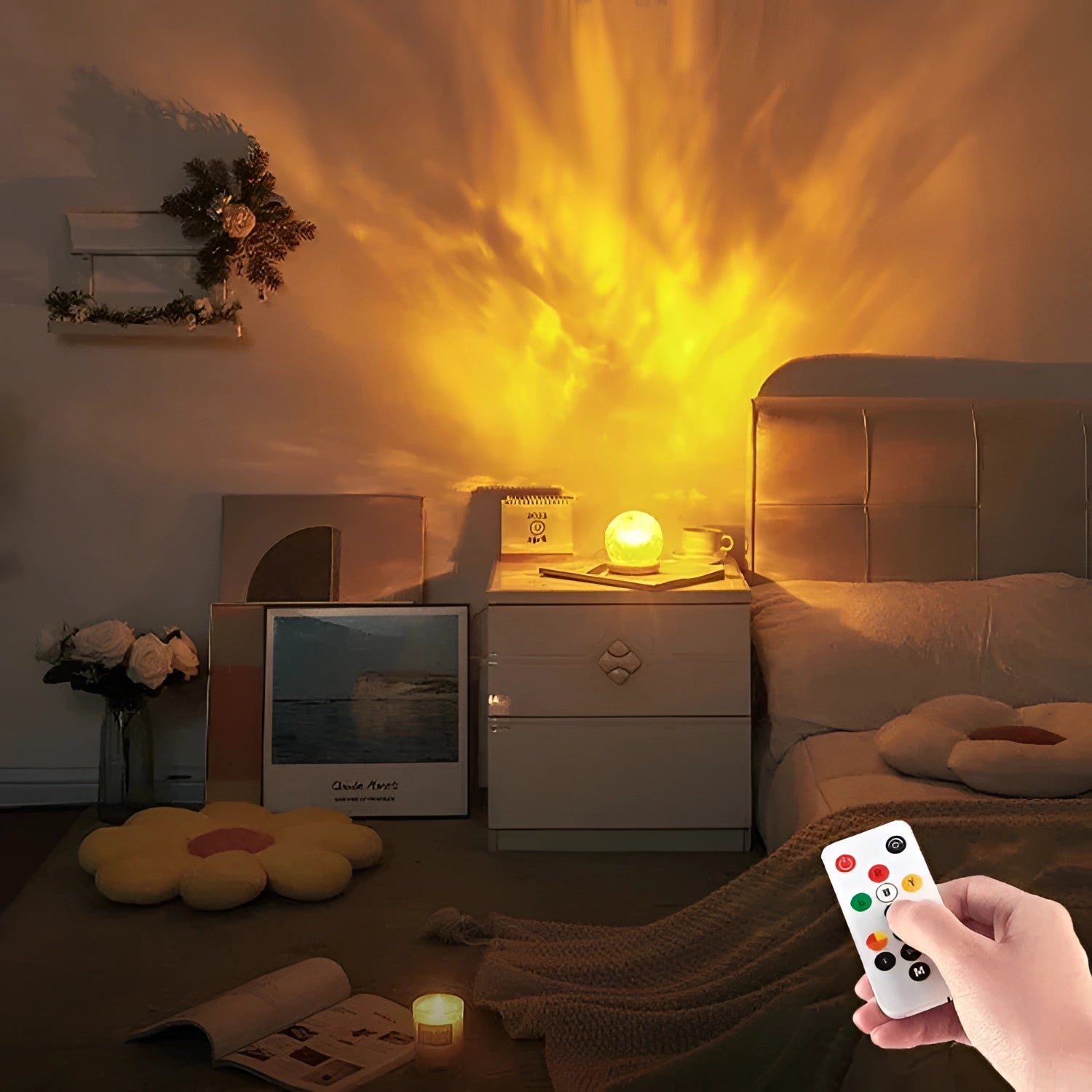 Celestial Mood Projector — Star Pattern and Flowing Wave Ambient Lighting