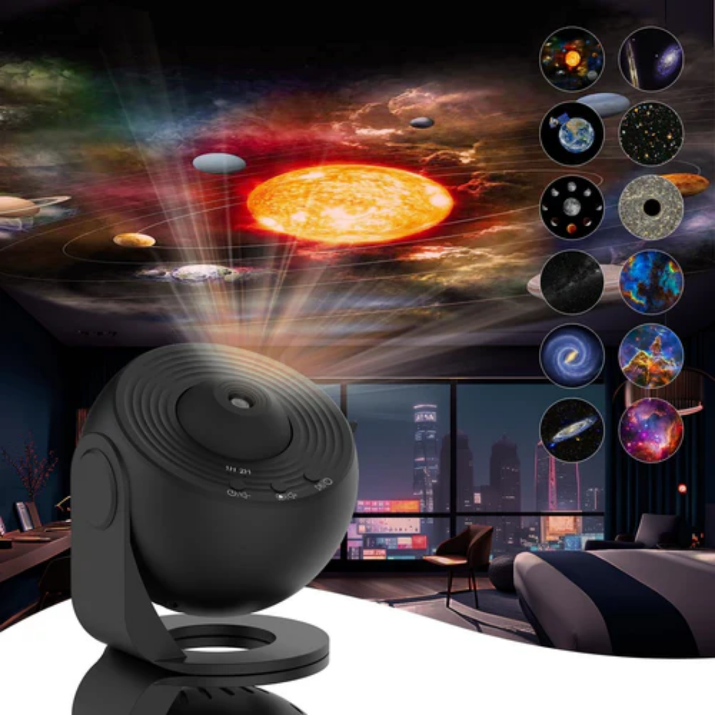 Celestial Oasis Galaxy Projector — 360 Degree Rotation, Programmable Controls, Removable HD Disc Inserts