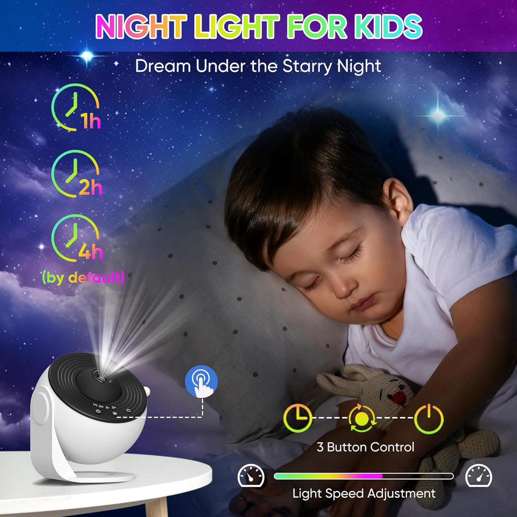 Celestial Oasis Galaxy Projector — 360 Degree Rotation, Programmable Controls, Removable HD Disc Inserts