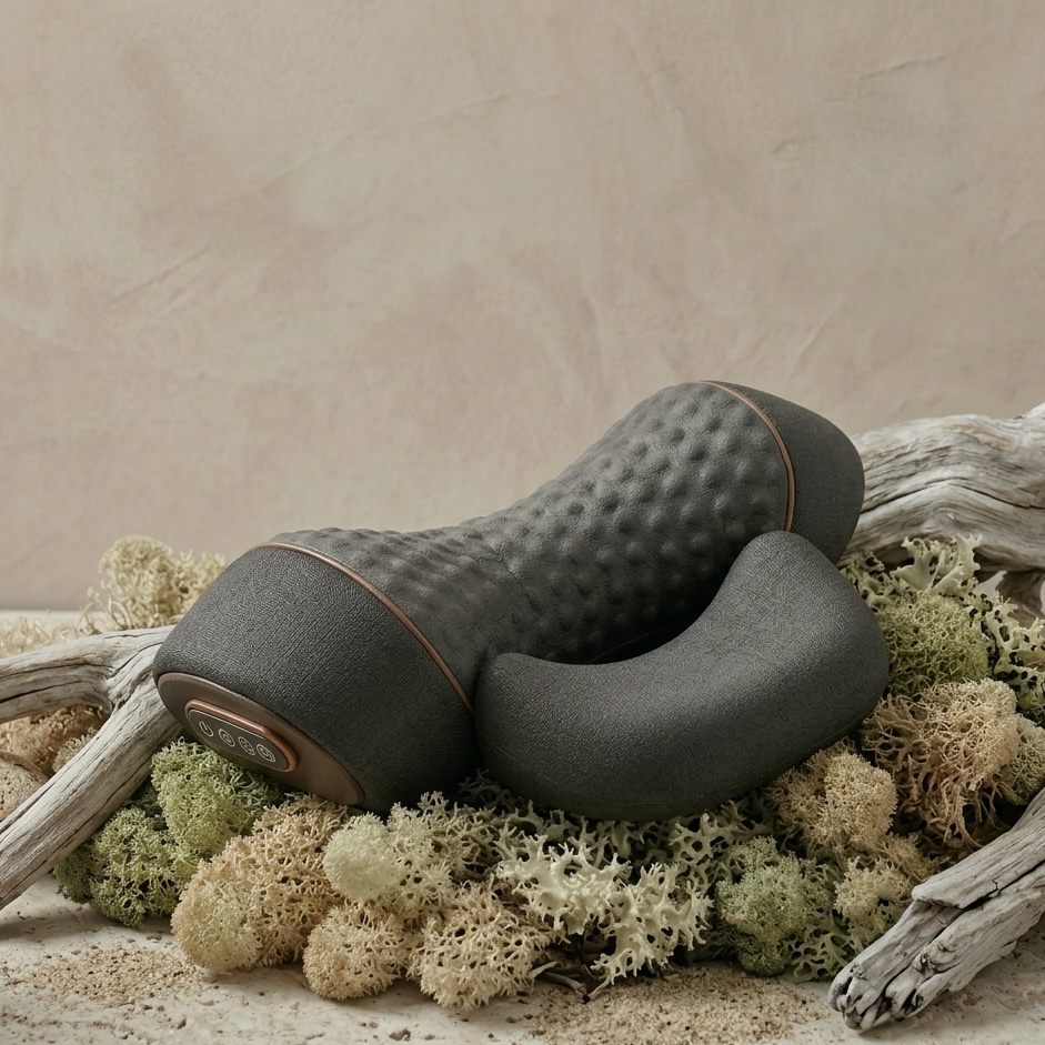 Almohada de masaje cervical - Terapia de calor a 42°C - Vibración de tejido profundo - Descompresión de aire - Gris | meowbutter