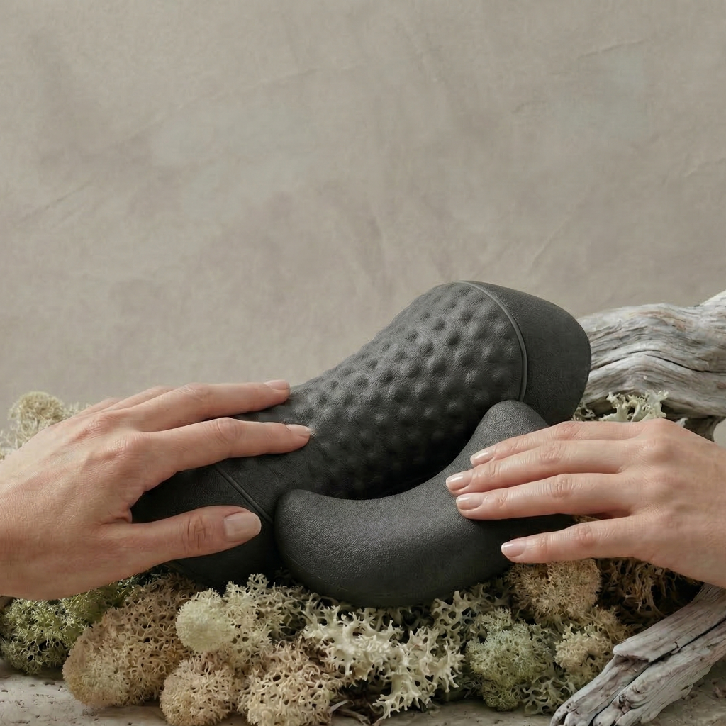 Almohada de masaje cervical - Terapia de calor a 42°C - Vibración de tejido profundo - Descompresión de aire - Gris | meowbutter