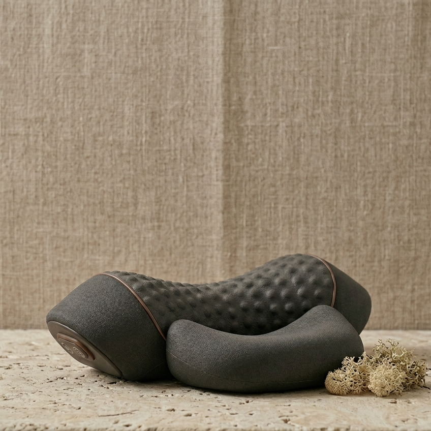 Almohada de masaje cervical - Terapia de calor a 42°C - Vibración de tejido profundo - Descompresión de aire - Gris | meowbutter