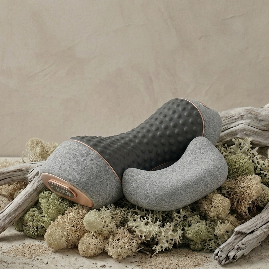 Almohada de masaje cervical - Terapia de calor a 42°C - Vibración de tejido profundo - Descompresión de aire - Gris | meowbutter