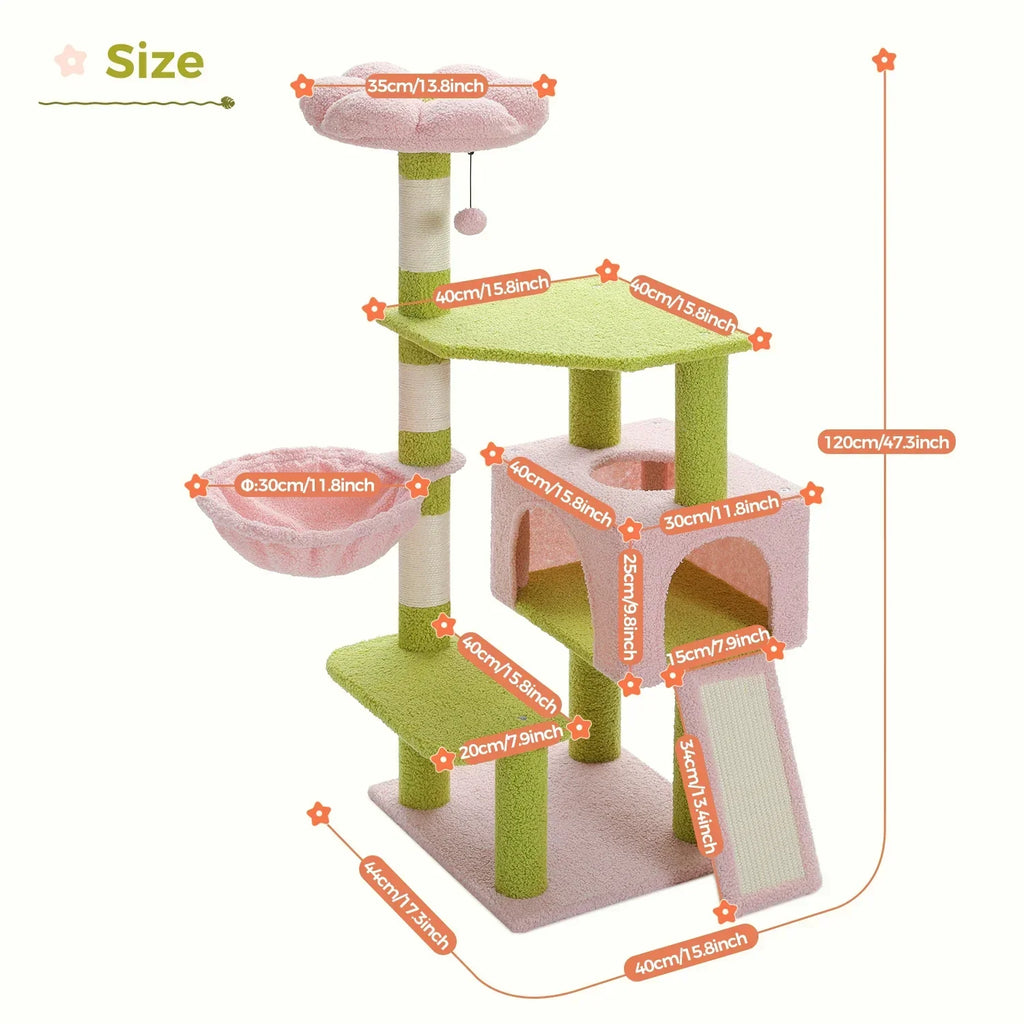Charming Collection Flower Design Multi-Level Cat Tree — Scratching Posts & Elevated Platforms
