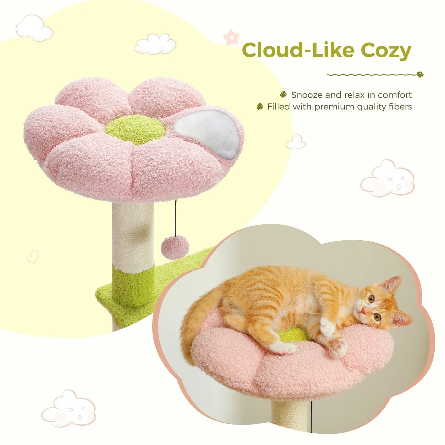 Charming Collection Flower Design Multi-Level Cat Tree — Scratching Posts & Elevated Platforms