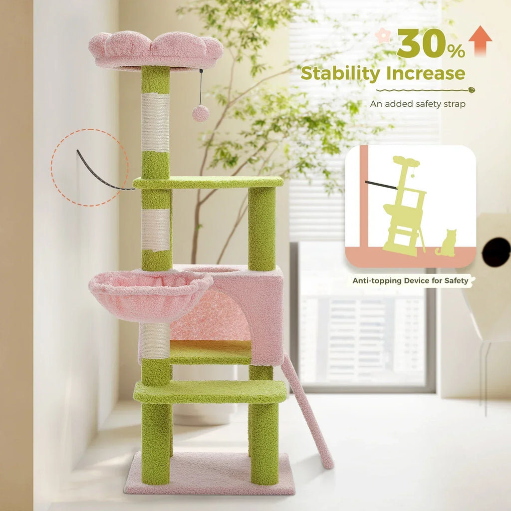 Charming Collection Flower Design Multi-Level Cat Tree — Scratching Posts & Elevated Platforms