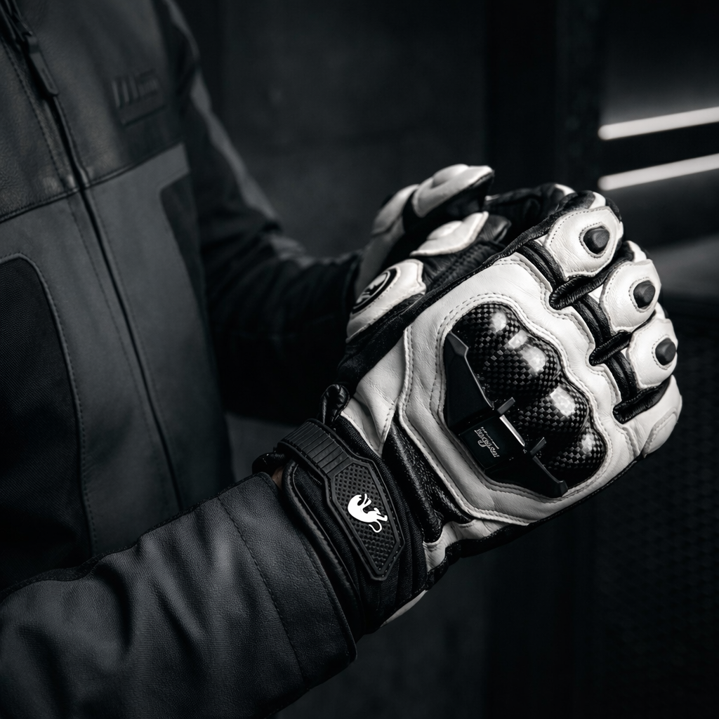 Guanti da moto BikerZonez™ in pelle corazzata – Protezione in carbonio per nocche | meowbutter