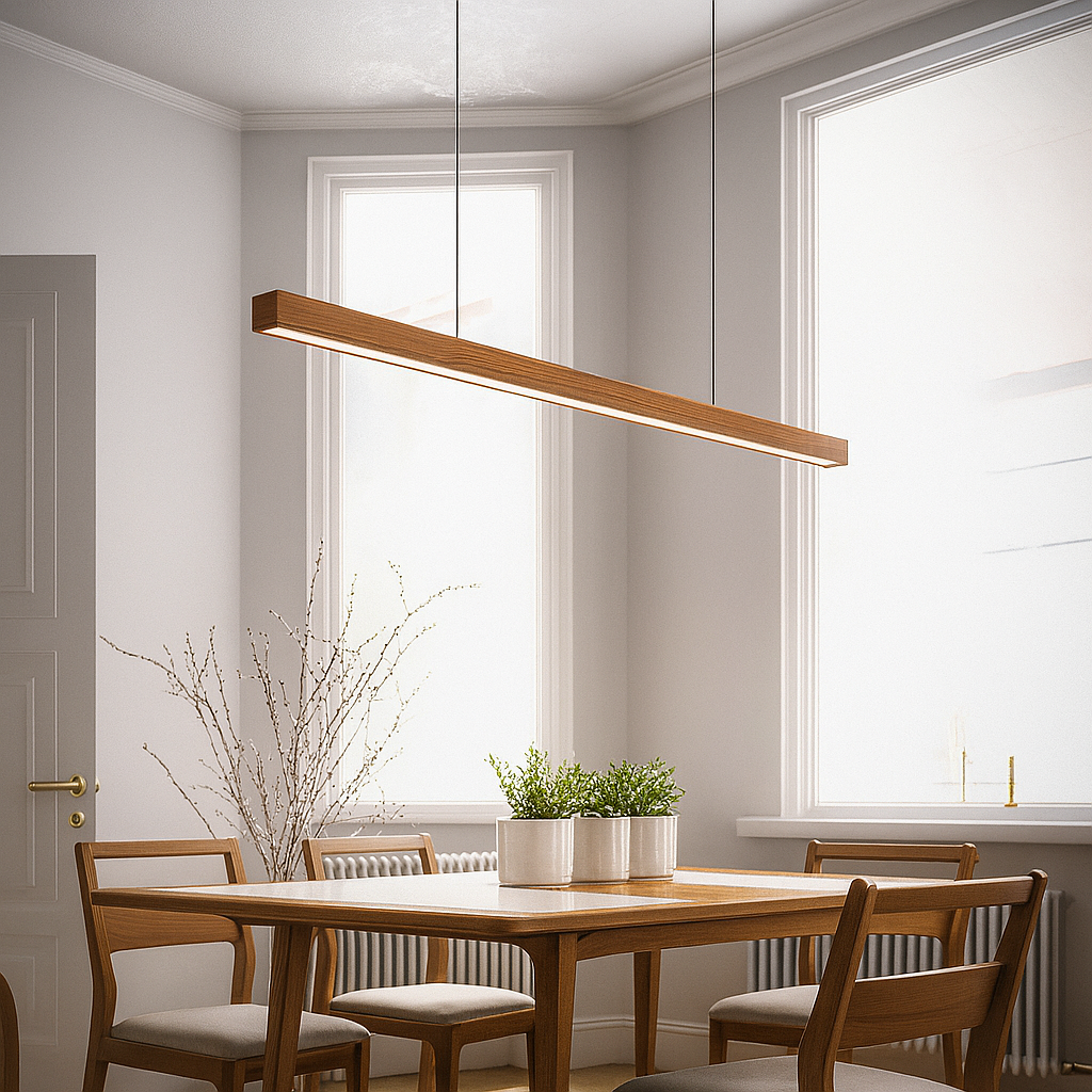 Gindo-pendellampe i træ til bardisk — skandinavisk minimalistisk design