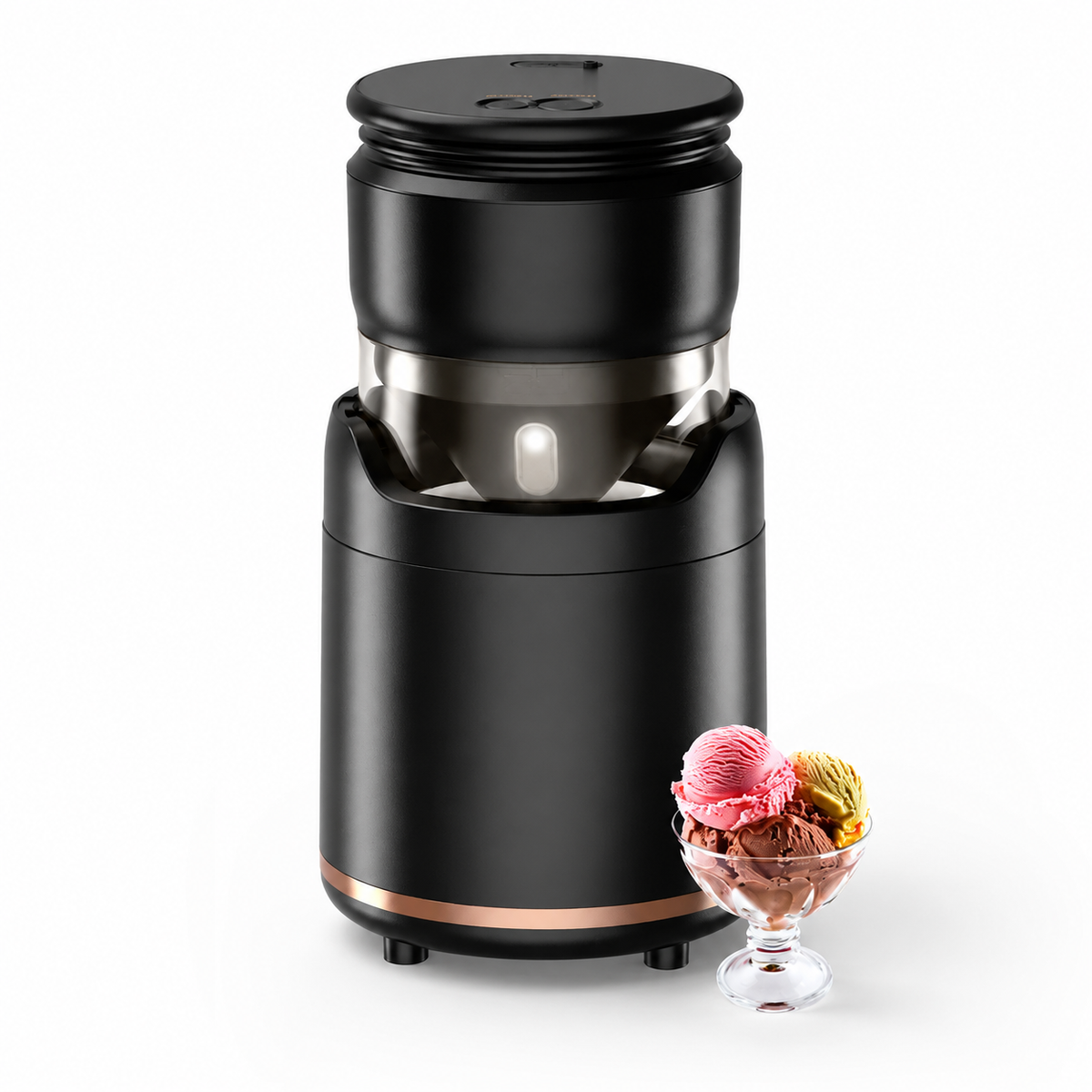 Compact Countertop Ice Cream Maker — Automatic Freezing Cycle