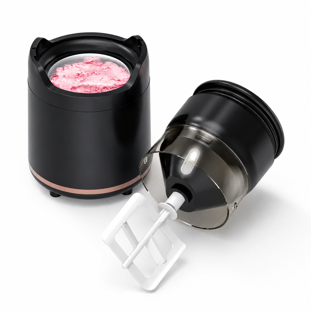 Compact Countertop Ice Cream Maker — Automatic Freezing Cycle