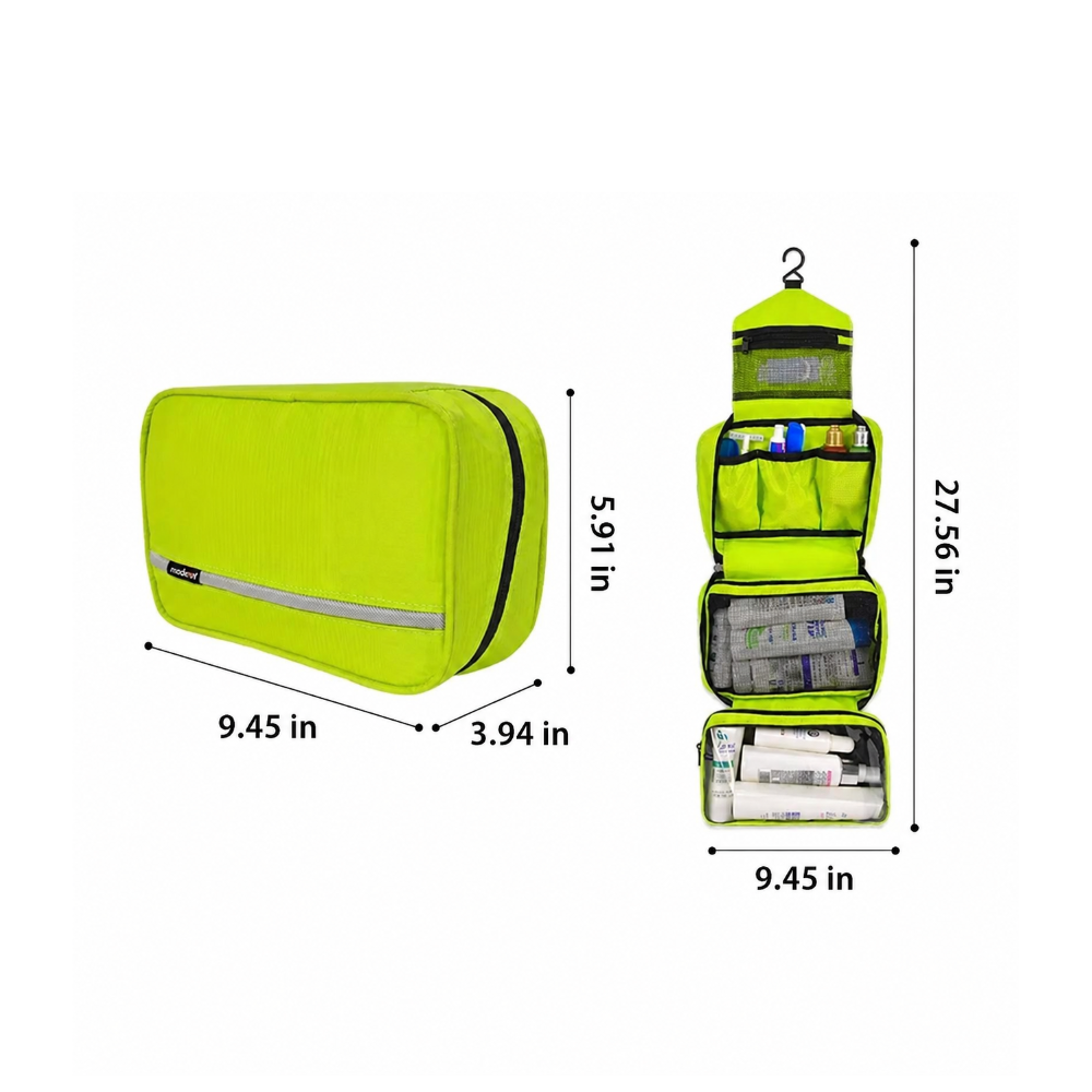 Borsa da toilette da viaggio, borsa cosmetica con zip, tasca appendibile e manico | Meowbutter