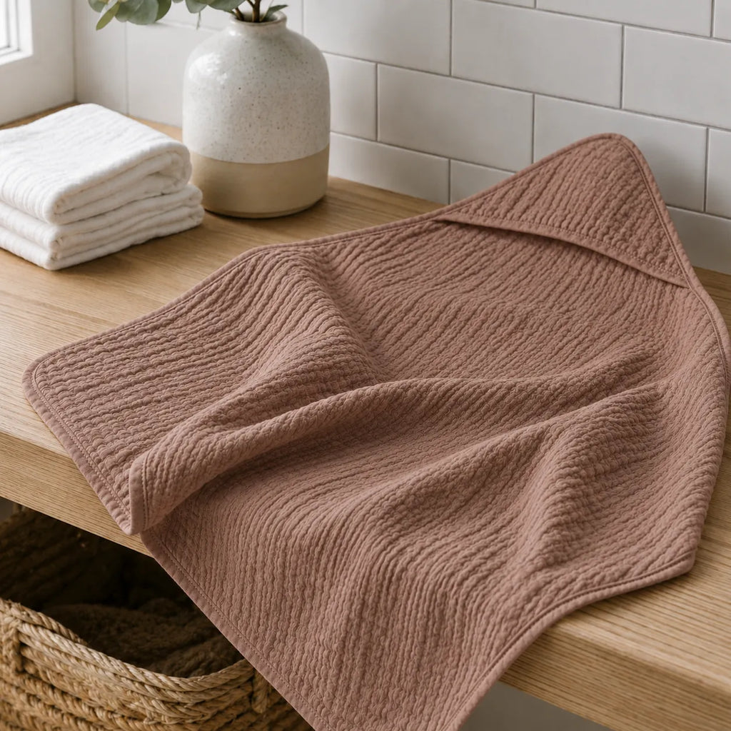 The Fleece Company hætteklæde i muslin til baby til badetid