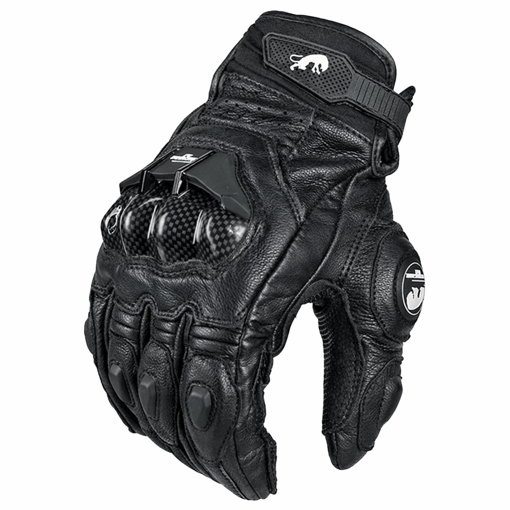 Guanti da moto BikerZonez™ in pelle corazzata – Protezione in carbonio per nocche | meowbutter